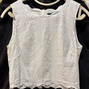 J. Crew Scalloped Crop Top Size 4 Color Marine Salt White Eyelet